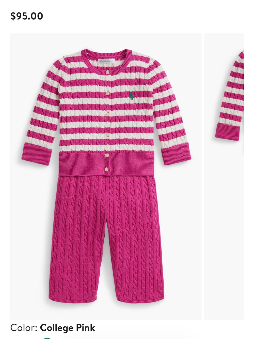 Ralph Lauren Kids Cable Knit Set - 12 months